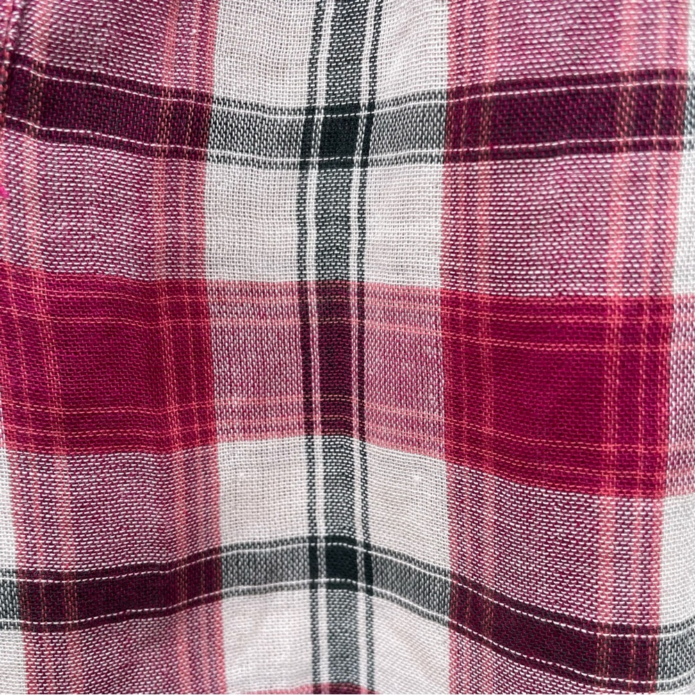 Garnet Hill - Plaid V-Neck Popover Womens Shirt- M - L - XL -100% Organic Cotton - Picture 4 of 9